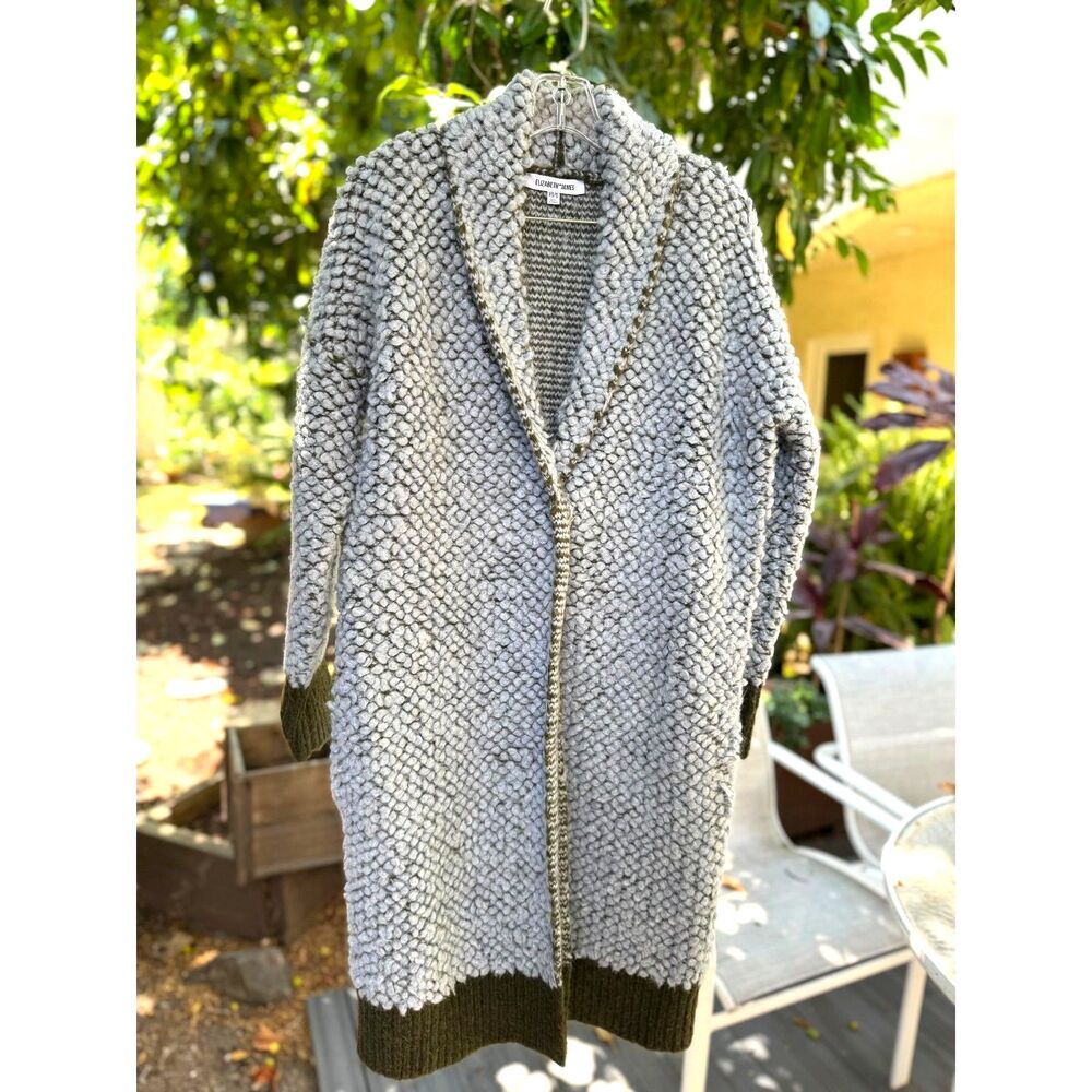 Elizabeth and James Oversized Green Grey Chunky Wool Mohair Long Sweater SZ XS/S